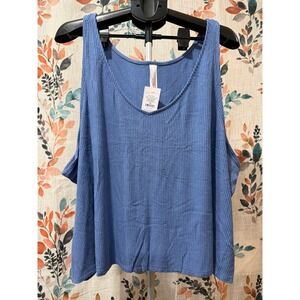 Auden Blue Ribbed Pajama Tank Top Womens Plus Size 4X Sleepwear 7K541W NWT